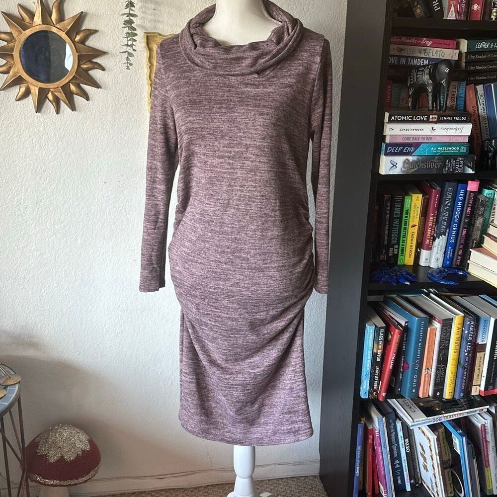 Hello Miz Size Small Cowl Neck Sweater dress long sleeve fitted